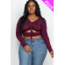Plus Size Drawstring Ruched Cutout Crop Top
