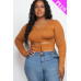 Plus Size Drawstring Ruched Cutout Crop Top