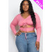 Plus Size Drawstring Ruched Cutout Crop Top