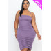 Plus Size Double Ruched Front And Ruched Back Detail Mini Dress