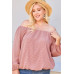 Off Shoulder Long Bubble Sleeve Plaid Top
