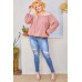 Off Shoulder Long Bubble Sleeve Plaid Top