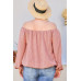 Off Shoulder Long Bubble Sleeve Plaid Top