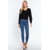 Long Puff Slv V-neck Rib Sweater