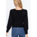 Long Puff Slv V-neck Rib Sweater