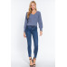 Long Puff Slv V-neck Rib Sweater