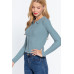 Notched Collar Zippered Sweater