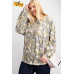 Plus Size Long Sleeve Distressed Printed Rayon Pullover Top