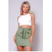 High Waisted Pleated & Belted Mini Skirt