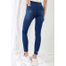 Dark Blue High-waisted With Rips Skinny Denim Jeans