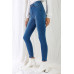 Mid Blue High-waisted With Rips Skinny Denim Jeans