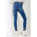 Mid Blue High-waisted With Rips Skinny Denim Jeans