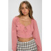 Smocked Long Sleeves Crop Top