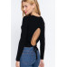 Long Slv Open Back Sweater Top