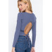 Long Slv Open Back Sweater Top