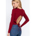 Long Slv Open Back Sweater Top
