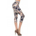 Multi-color Print, Cropped Capri Leggings In A Fitted Style With A Banded High Waist