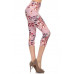 Multi-color Print, Cropped Capri Leggings In A Fitted Style With A Banded High Waist