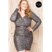 Leopard Print Shirring Plus Size Mini Dress