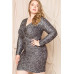 Leopard Print Shirring Plus Size Mini Dress