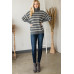 Heavy Knit Striped Turtle Neck Knit Sweater