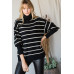 Heavy Knit Striped Turtle Neck Knit Sweater