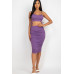 Cut-out Tie Side Crop Top & Ruched Midi Skirt Set