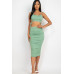 Cut-out Tie Side Crop Top & Ruched Midi Skirt Set