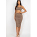 Cut-out Tie Side Crop Top & Ruched Midi Skirt Set