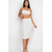 Cut-out Tie Side Crop Top & Ruched Midi Skirt Set