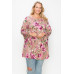 Floral, Bubble Sleeve Tunic Top