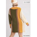 Oversized Multicolor Bouclé V-neck Pullover Sweater Dress With Side Slit