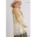 Patchwork Knitted Open Front Cardigan Sweater With Frayed Hem
