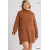High Cowl Neck Bouclé Long Sleeve Sweater Dress