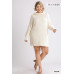 High Cowl Neck Bouclé Long Sleeve Sweater Dress