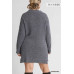 High Cowl Neck Bouclé Long Sleeve Sweater Dress