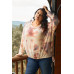Plus Cream Rust Bleached Tie-dye Long Sleeve Drawstring Detail Relaxed Sweatshirt