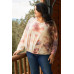 Plus Cream Rust Bleached Tie-dye Long Sleeve Drawstring Detail Relaxed Sweatshirt