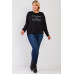 Black "monday Sunday" Print Long Sleeve Relaxed Sweatshirt Top