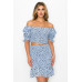 Smocking Ruffled Printed Top & Skirts Set