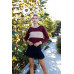 Burgundy Colorblock Long Sleeve Crop Top