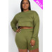Plus Size Cozy Crop Top And Shorts Set