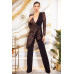 Plunging V Buckle Detail Leopard Jumpsuit