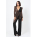 Plunging V Buckle Detail Leopard Jumpsuit