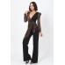 Plunging V Buckle Detail Leopard Jumpsuit