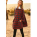 Mock Neck With Zipper Contrast Inside Front Pocket Plaid Poncho