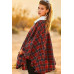Mock Neck With Zipper Contrast Inside Front Pocket Plaid Poncho