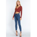 Surplice W/tie Rib Knit Top - CC-55684b