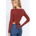 Surplice W/tie Rib Knit Top - CC-55684b