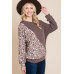 Cute Animal French Terry Brush Contrast Print Pullover With Cuff Detail